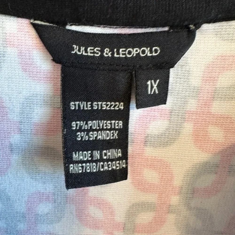 Jules & Leopold Multicolor Geometric Print V-Neck 3/4 Sleeve Tunic Blouse 1X - Picture 5 of 6